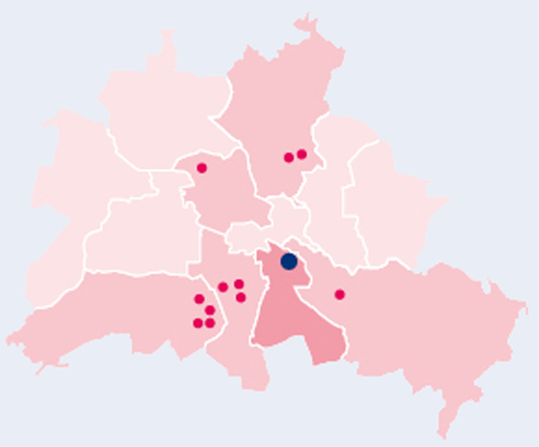 Berlinkarte Standorte Karte Treptower Straße / Ulsterstraße / Weigandufer / Werrastraße