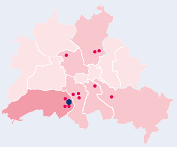 Berlinkarte Standorte Karte Kaiser-Wilhelm-Straße / Scharzhofberger Straße