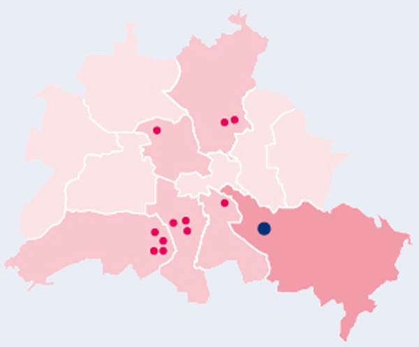 Berlinkarte Standorte Karte Fennstraße Treptow-Köpenick
